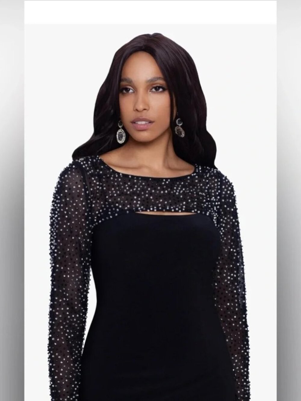 Betsy & Adam Black Embellished Cutout Stretchy Special Occasion Dres Size 12